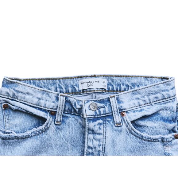 Abercrombie Womens High Rise Dad Jeans 2 Light Wash Y2K Retro 90s Distressed - Picture 4 of 6